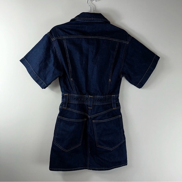 FRAME Denim Oversized Button Detail Dark Blue Denim Mini Dress Women Size XS - Picture 7 of 12